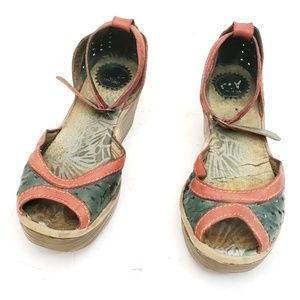 Fly London Leather Sandals peep wedges - Size 37